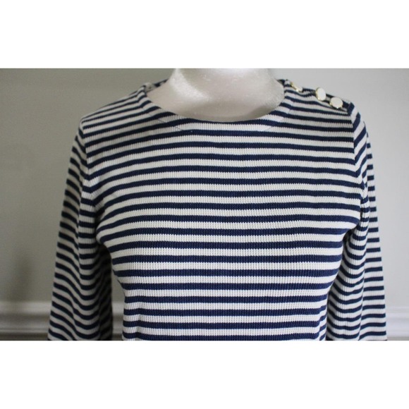 A.P.C. Rue Madame Paris navy and ivory striped long sleeve top size M (BL100 - Picture 2 of 10